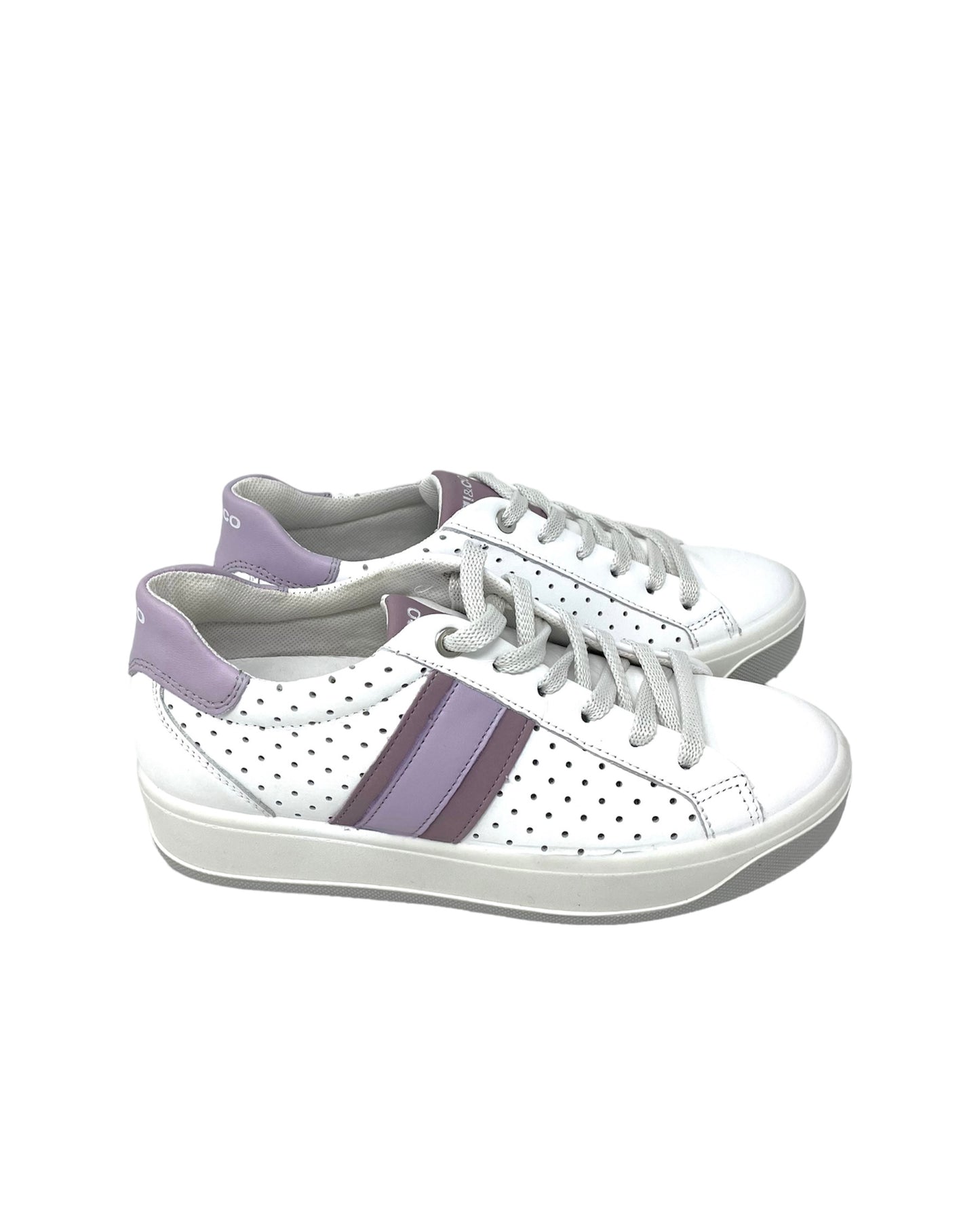Sneakers Ava fondo traforato nappa bianco viola -3657022