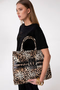 Maxi shopper banda logo maculato -CW3109
