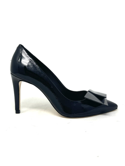 Decolletè in vernice nera tacco 9 cm fiocco -2439H
