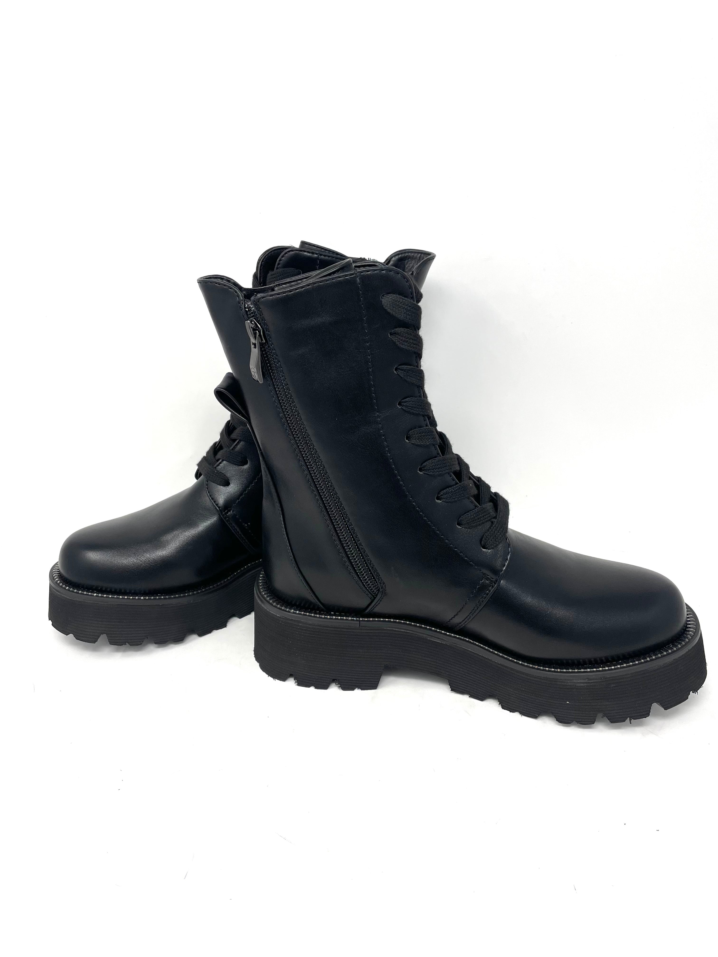 Anfibio lacci e zip laterale nero -872