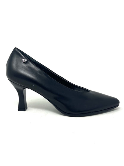 Decolletè scollo uovo pelle nero -P61A3N