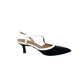 Decollete' slingback T4 colore nero con cinturino bianco - 1773BIN