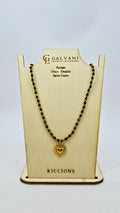 Collana in acciaio sacro cuore onice ematite v_65