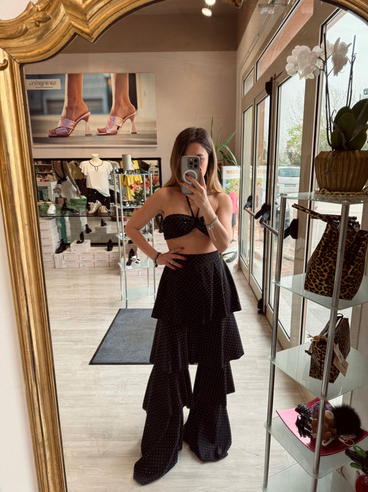 Completo top e pantalone strass