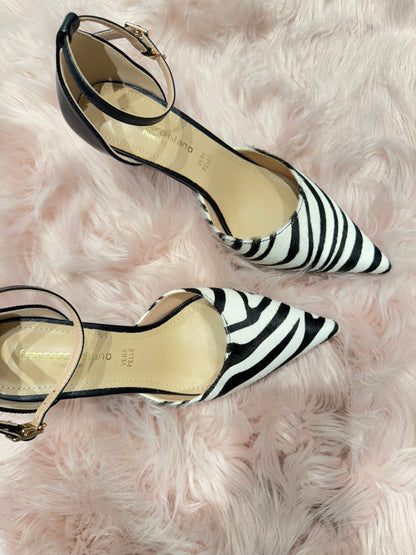 Slingback in pelle zebrato -E0908AZ