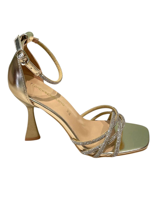 Sandalo con tacco strass platino -G1904T