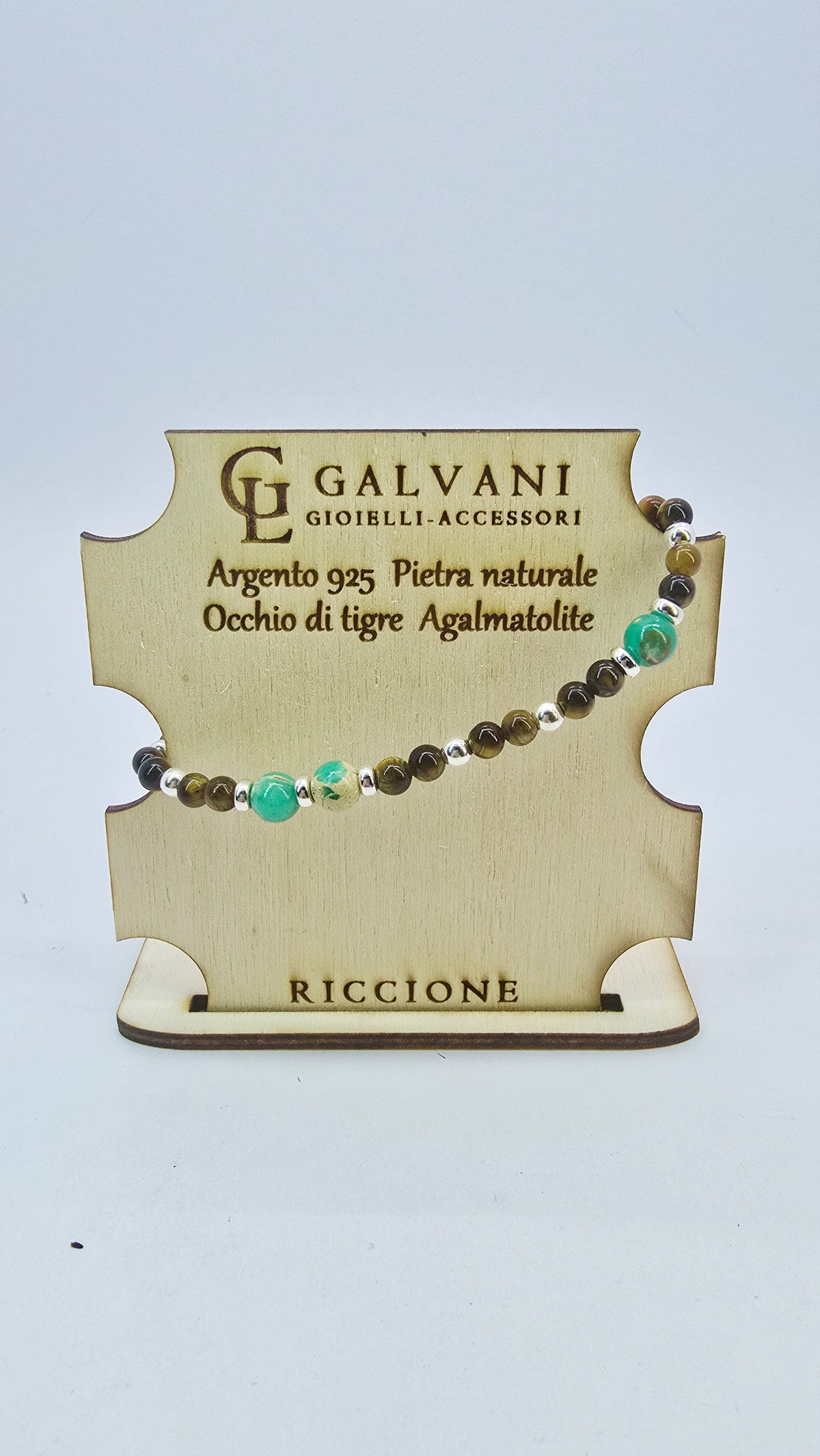 Bracciale in argeto 925 occhio di tigre agalmatolite v_G135