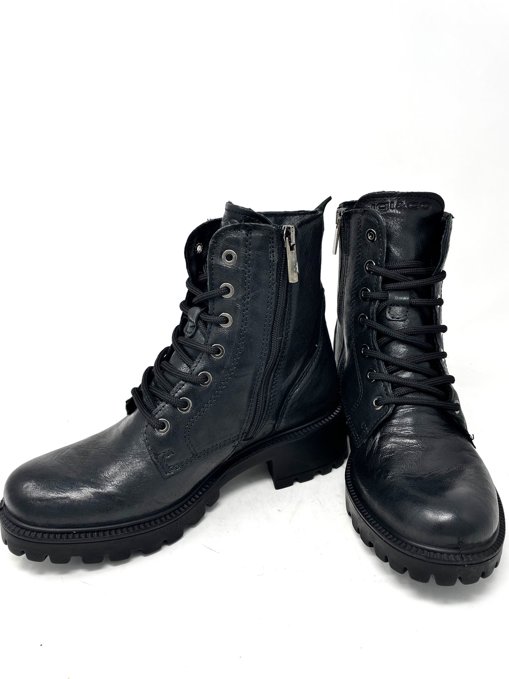 Anfibio in pelle effetto vintage nero -4663500