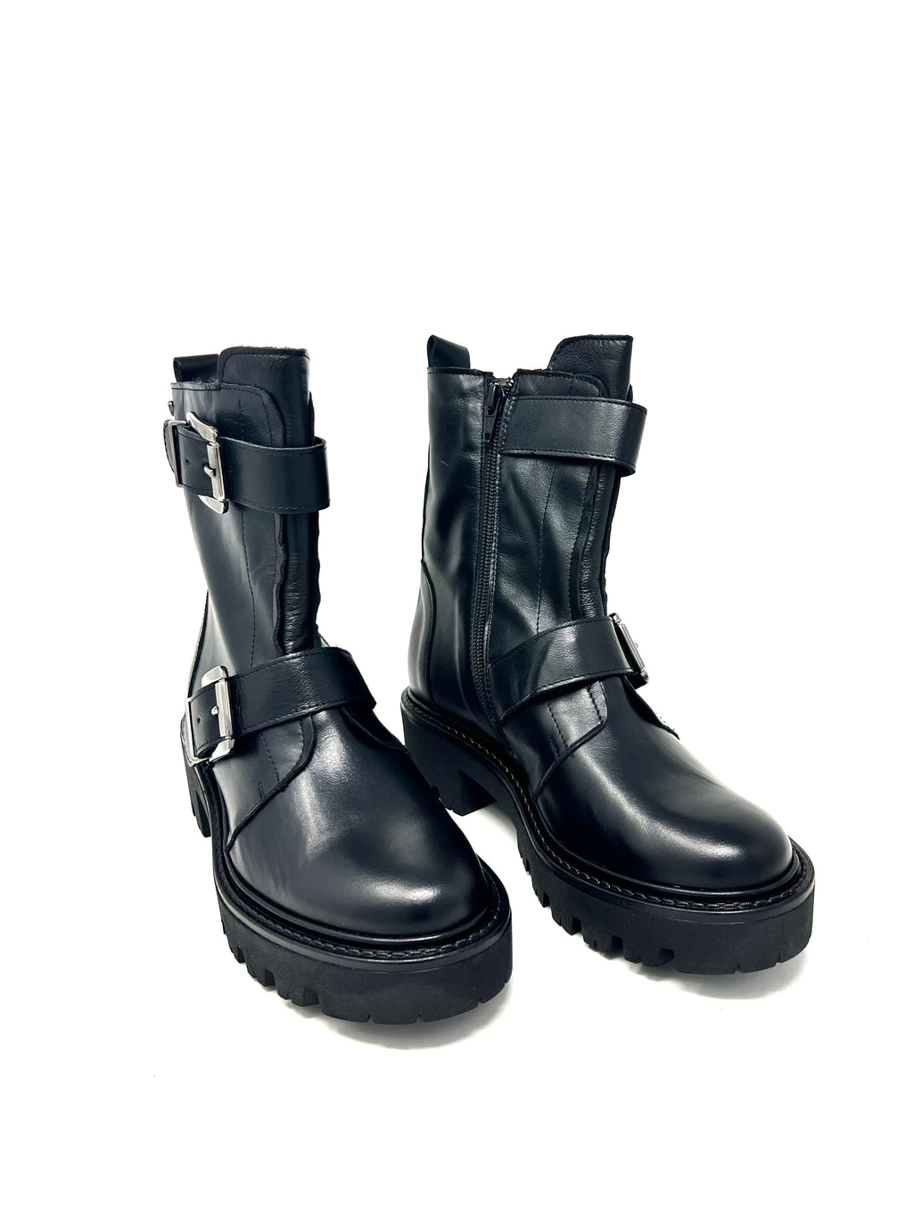 Bikers con fibbie fondo chunky neri -GIUL2N
