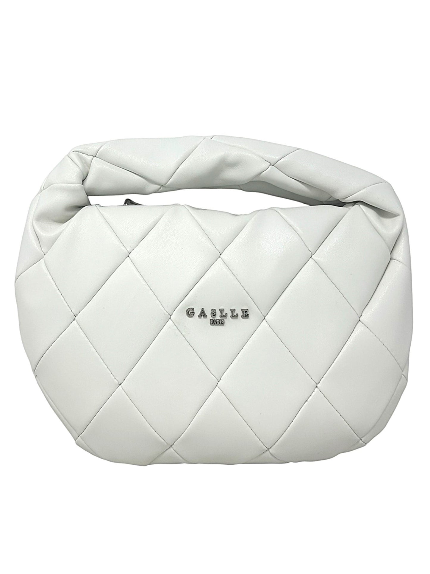 Mini hobo matelassè a rombi logo in metallo bianco - CW02152