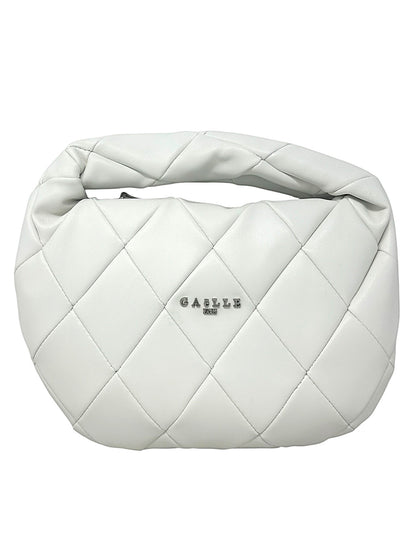 Mini hobo matelassè a rombi logo in metallo bianco - CW02152