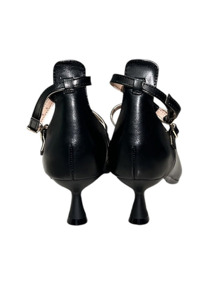 Decolletè con fibbie in pelle nero -F0503NE
