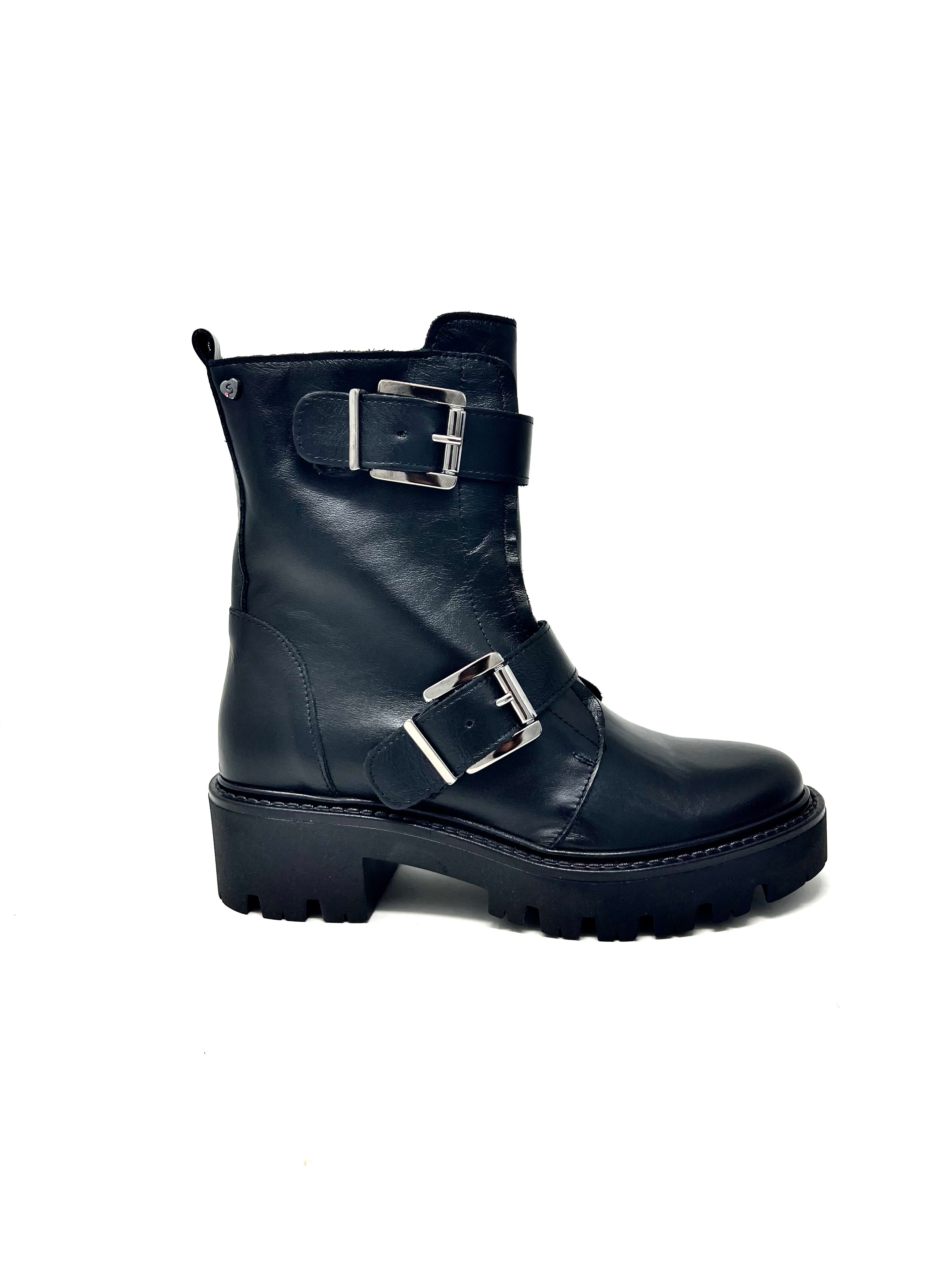 Bikers con fibbie fondo chunky neri -GIUL2N
