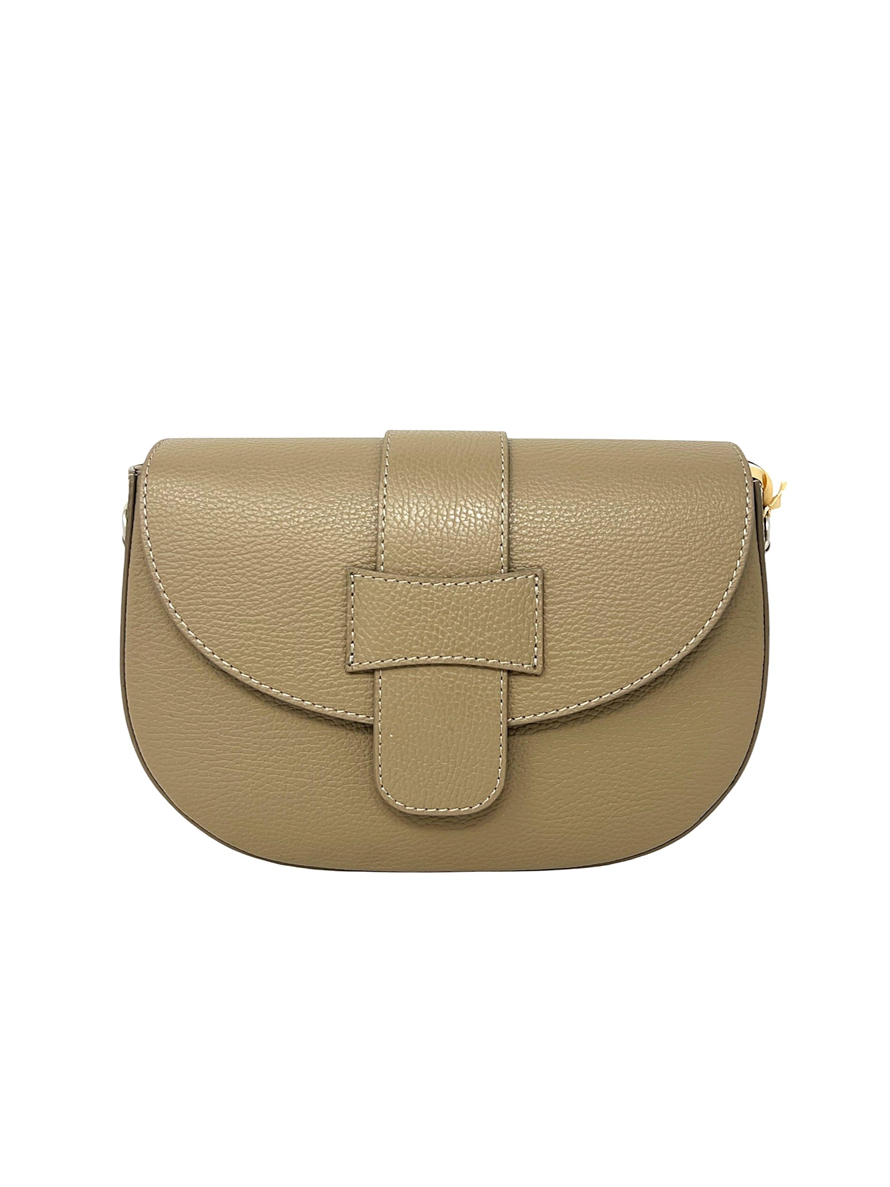Borsa a mezzaluna in pelle taupe - 112430B