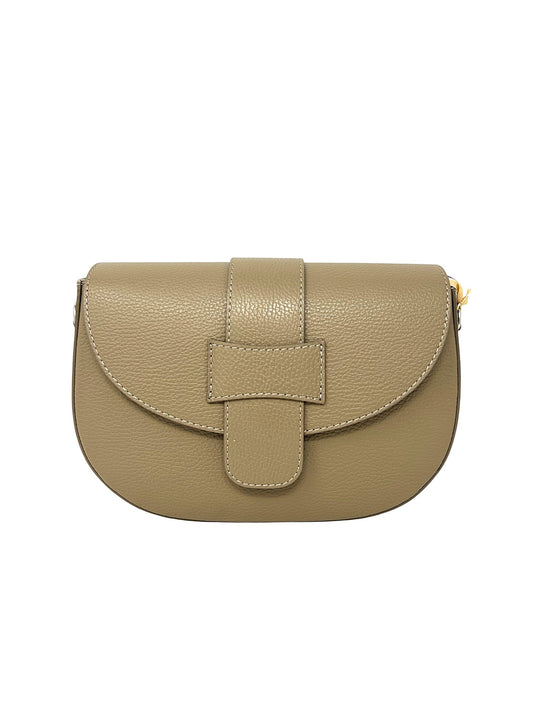 Borsa a mezzaluna in pelle taupe - 112430B