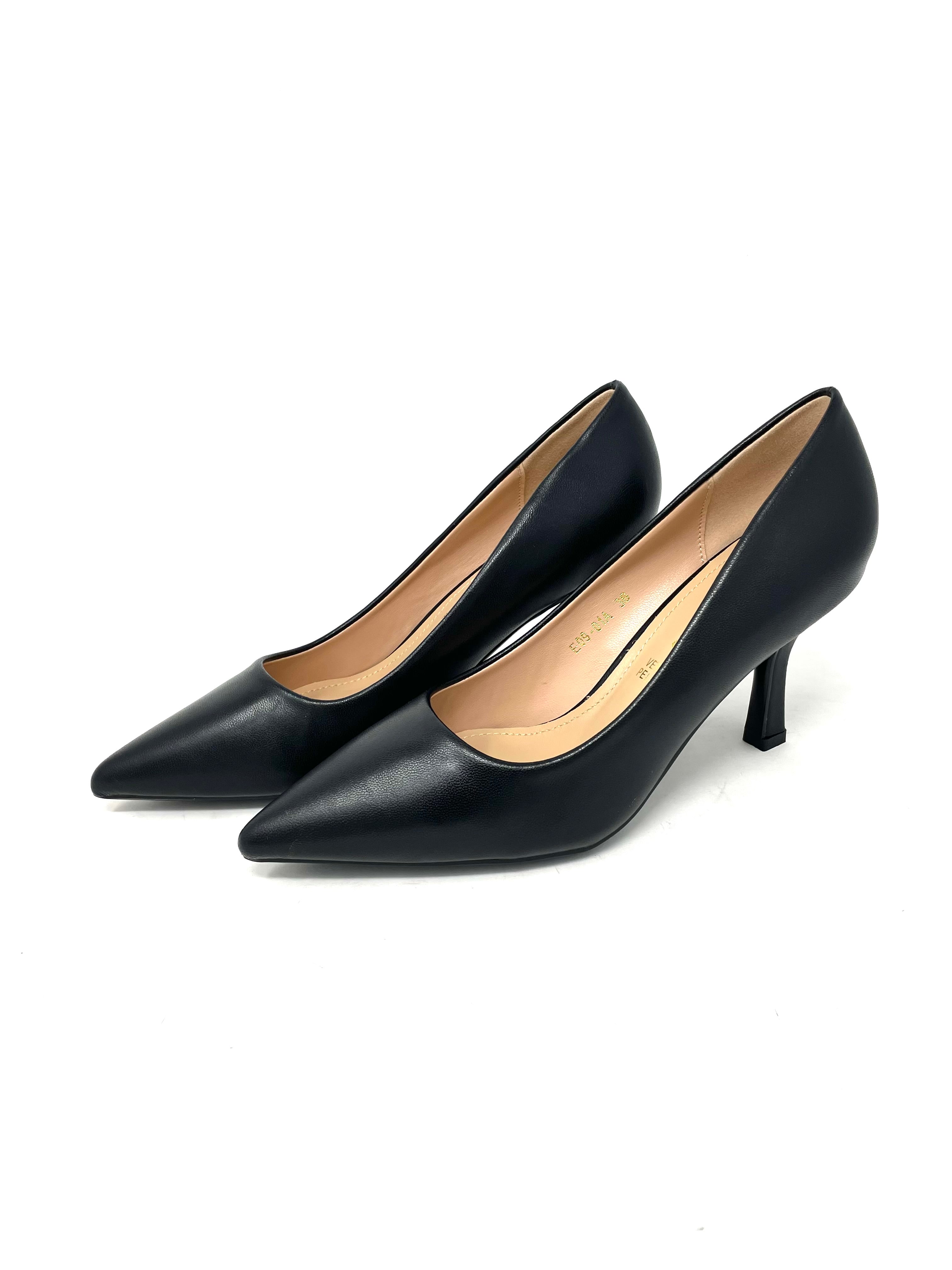 Décolleté tacco 8 pelle nero -E0901AN