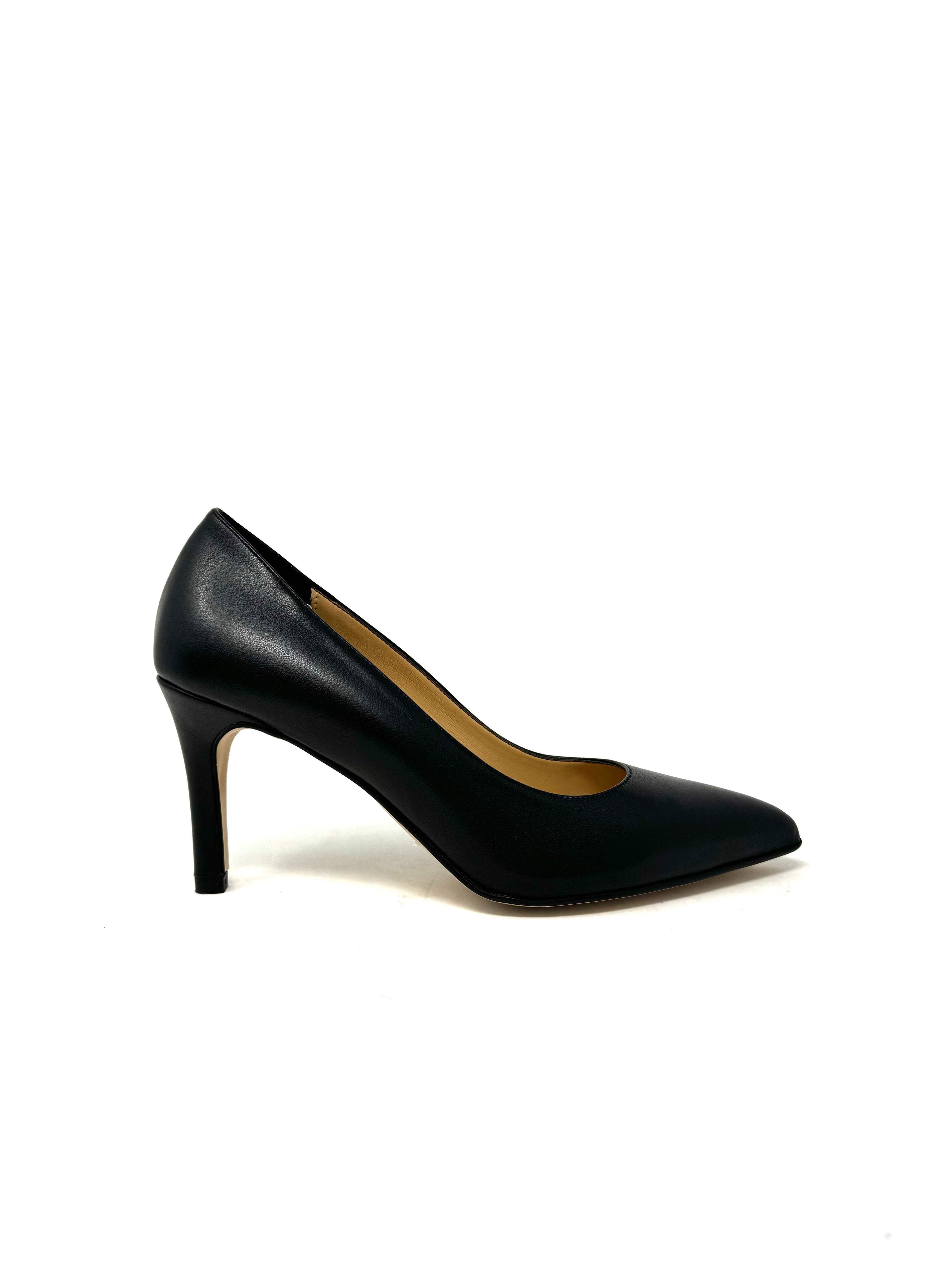 Décolleté in pelle nero tacco 7 cm -8301NE