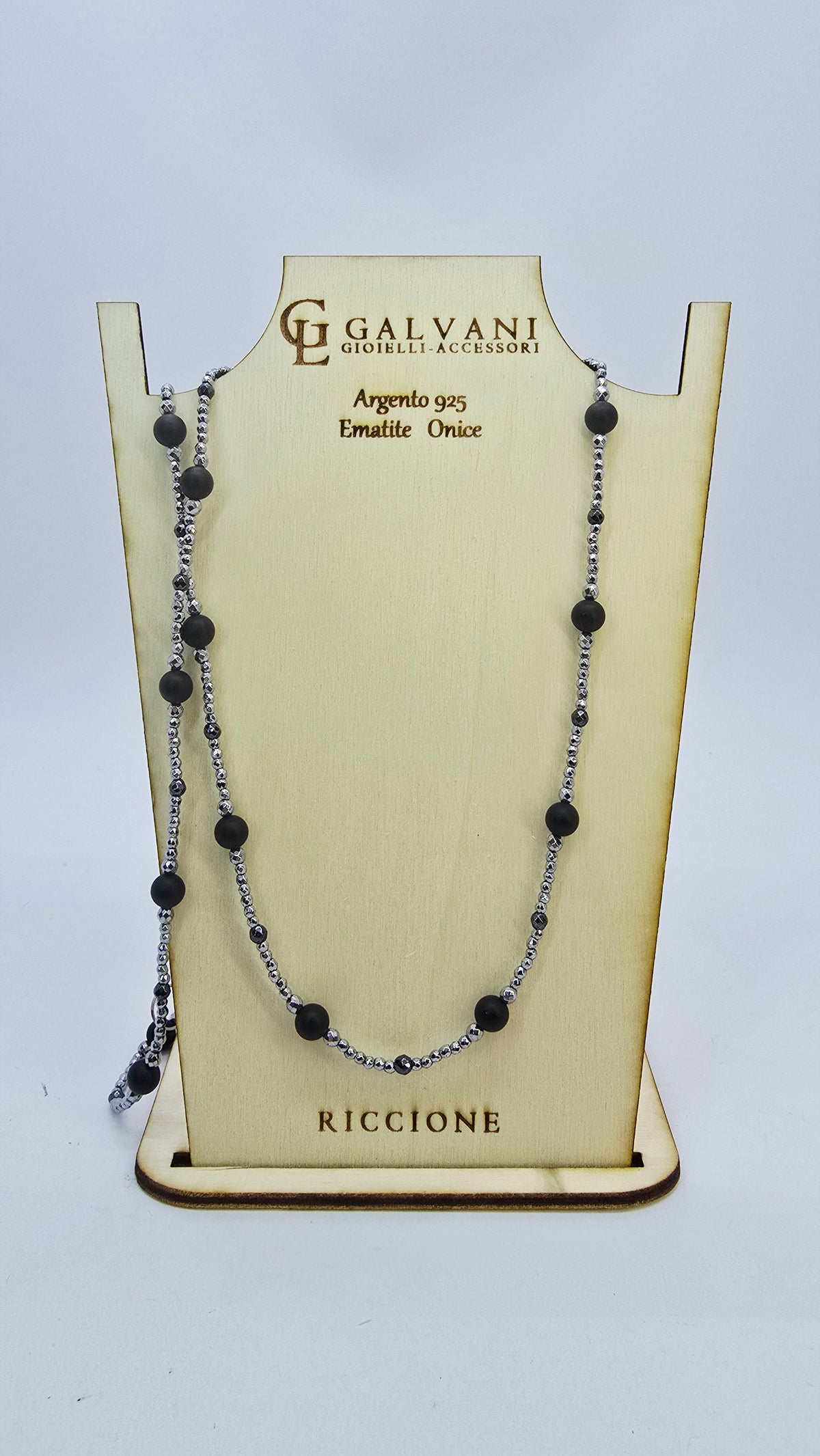 Collana in argento 925 in ematite onice e acciaio V_231