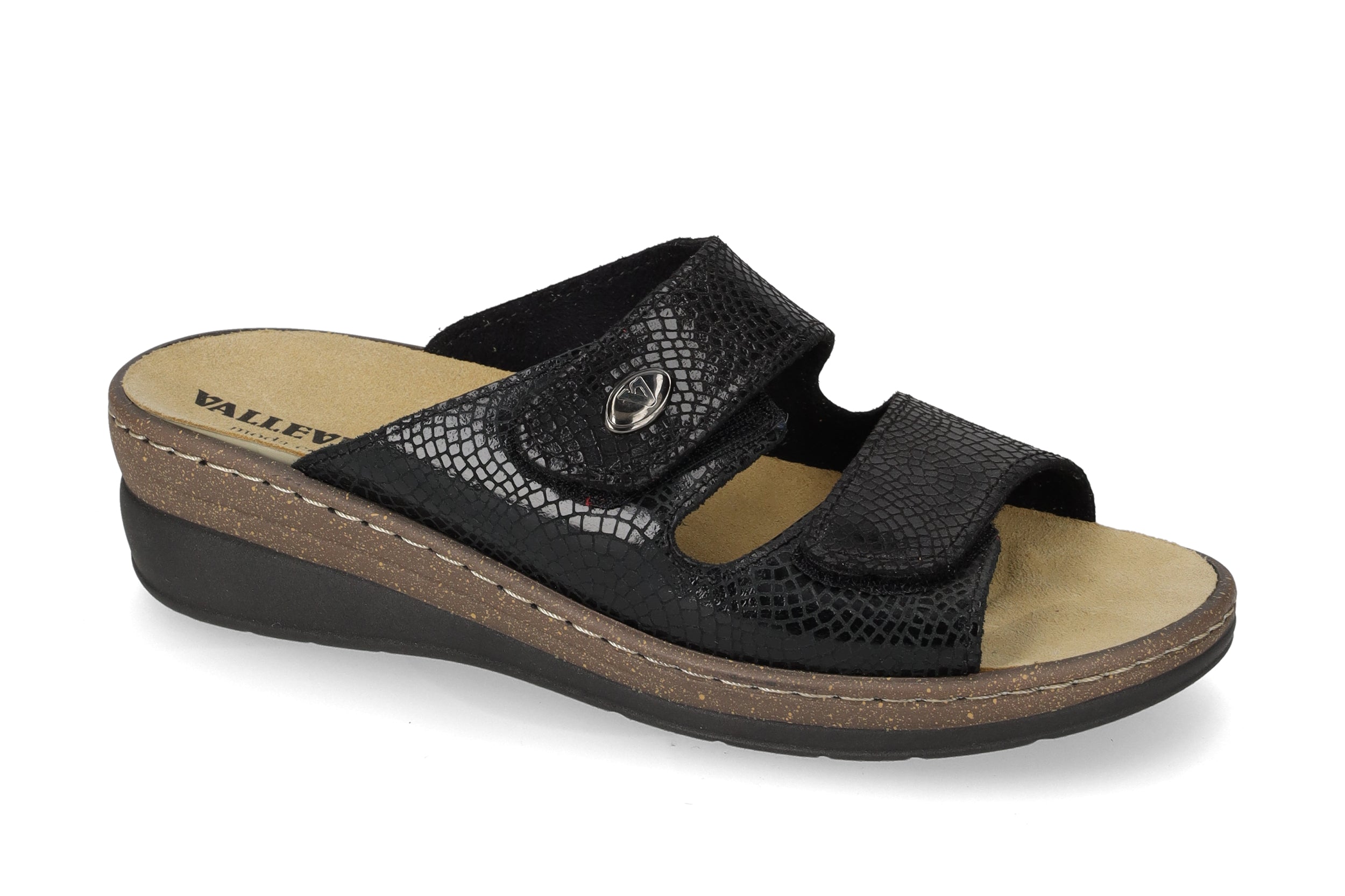 Ciabatta satinata platform con strappi nero V_25502N