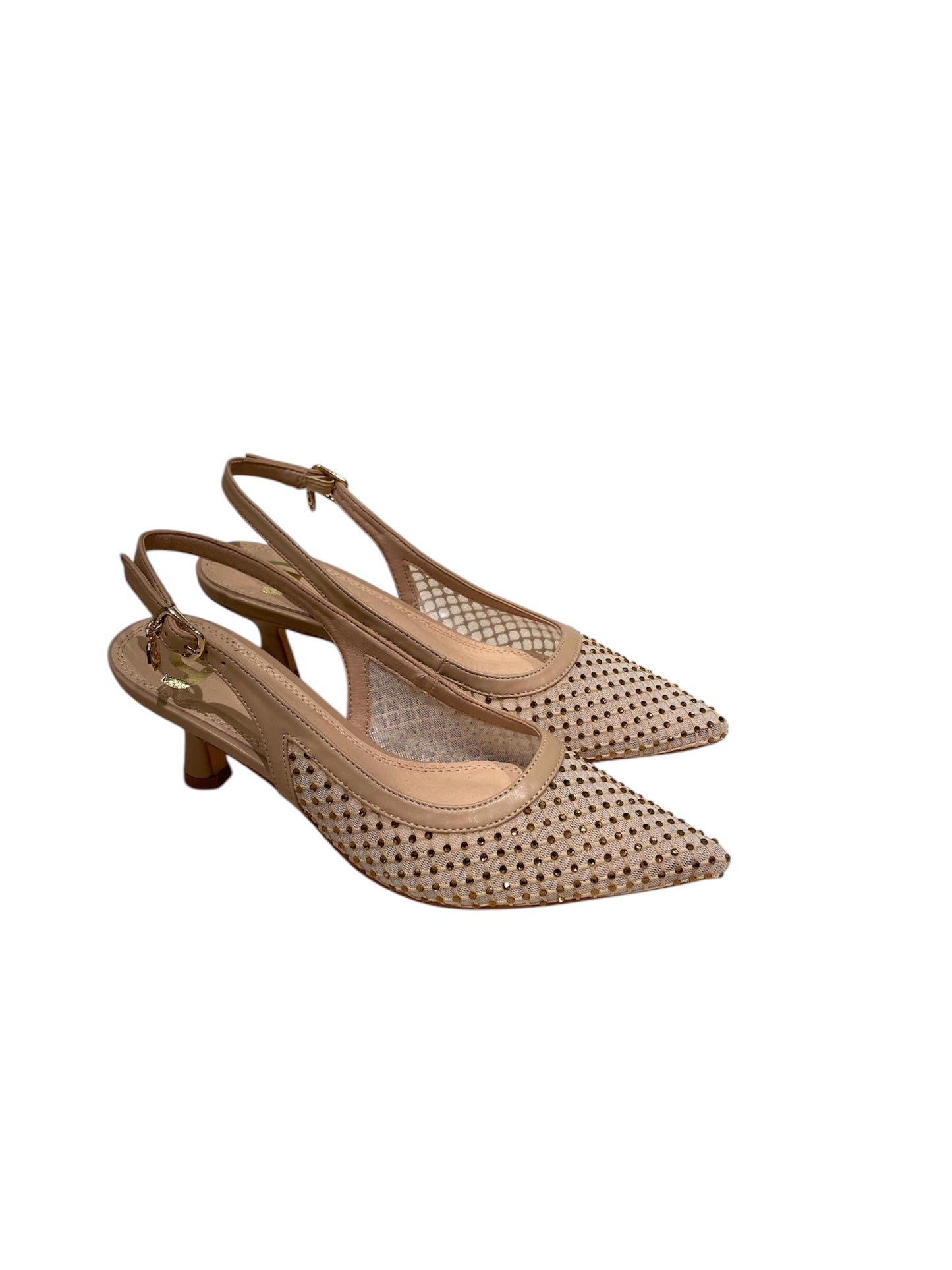 Slingback rete con strass oro -GD196B