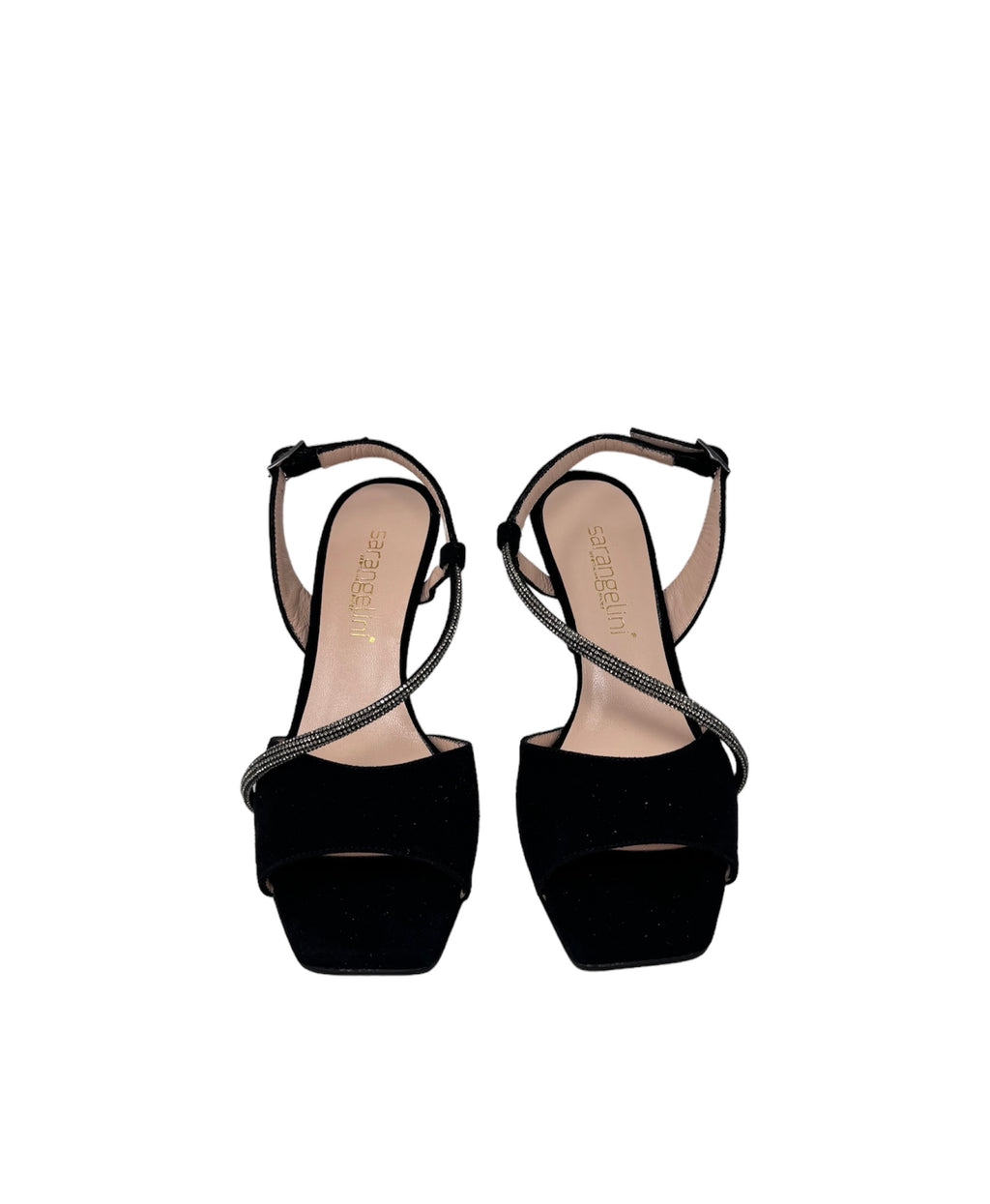 Sandalo multistrass camoscio nero - E24360