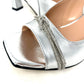 Sandalo laminato argento strass -E23602A