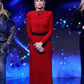 Abito lungo con scollo rosso india