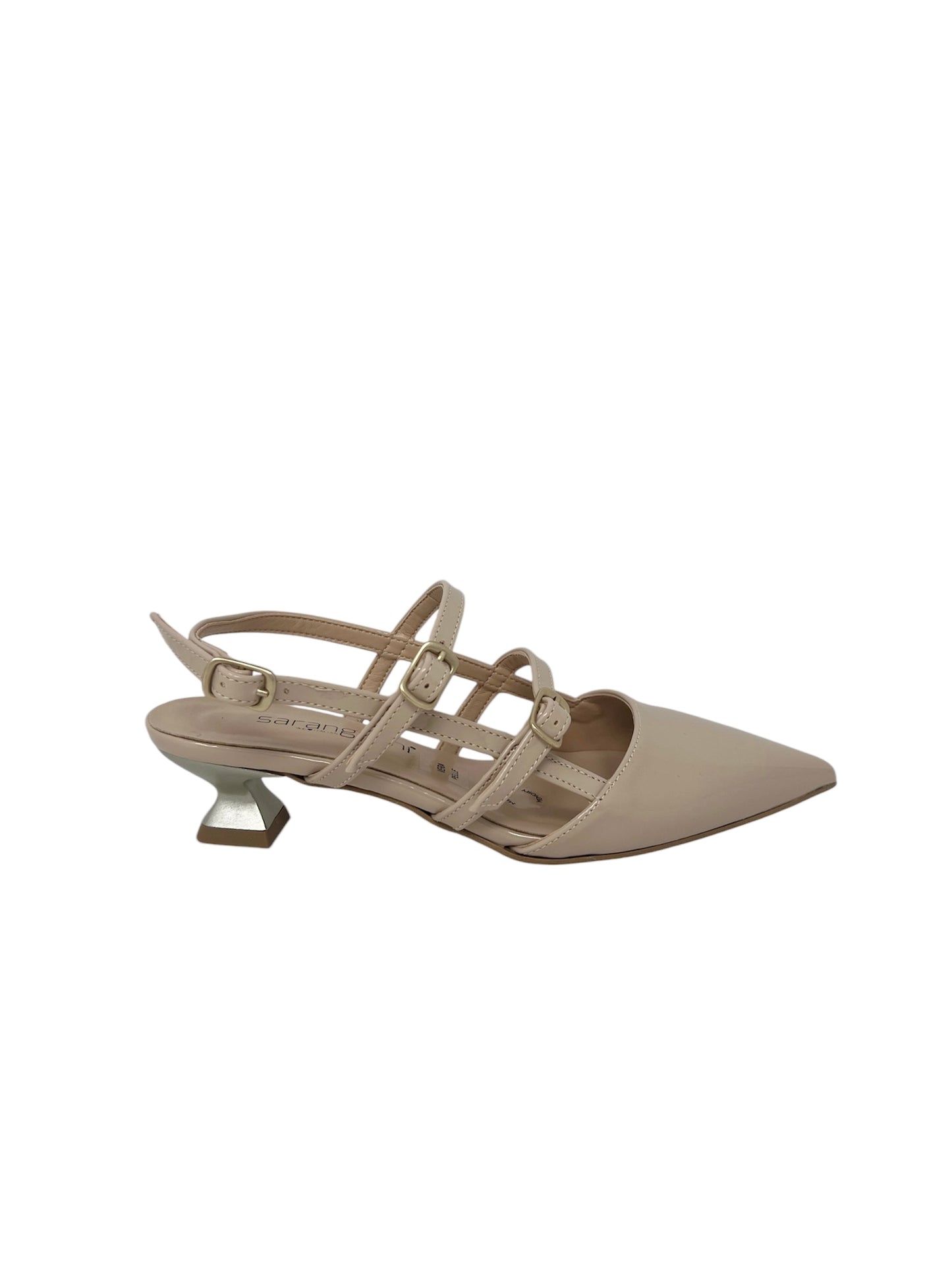 Decollete' tacco basso vernice nude con cinturini - 4302NUD