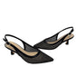 Slingback a rete con strass nero -GD196