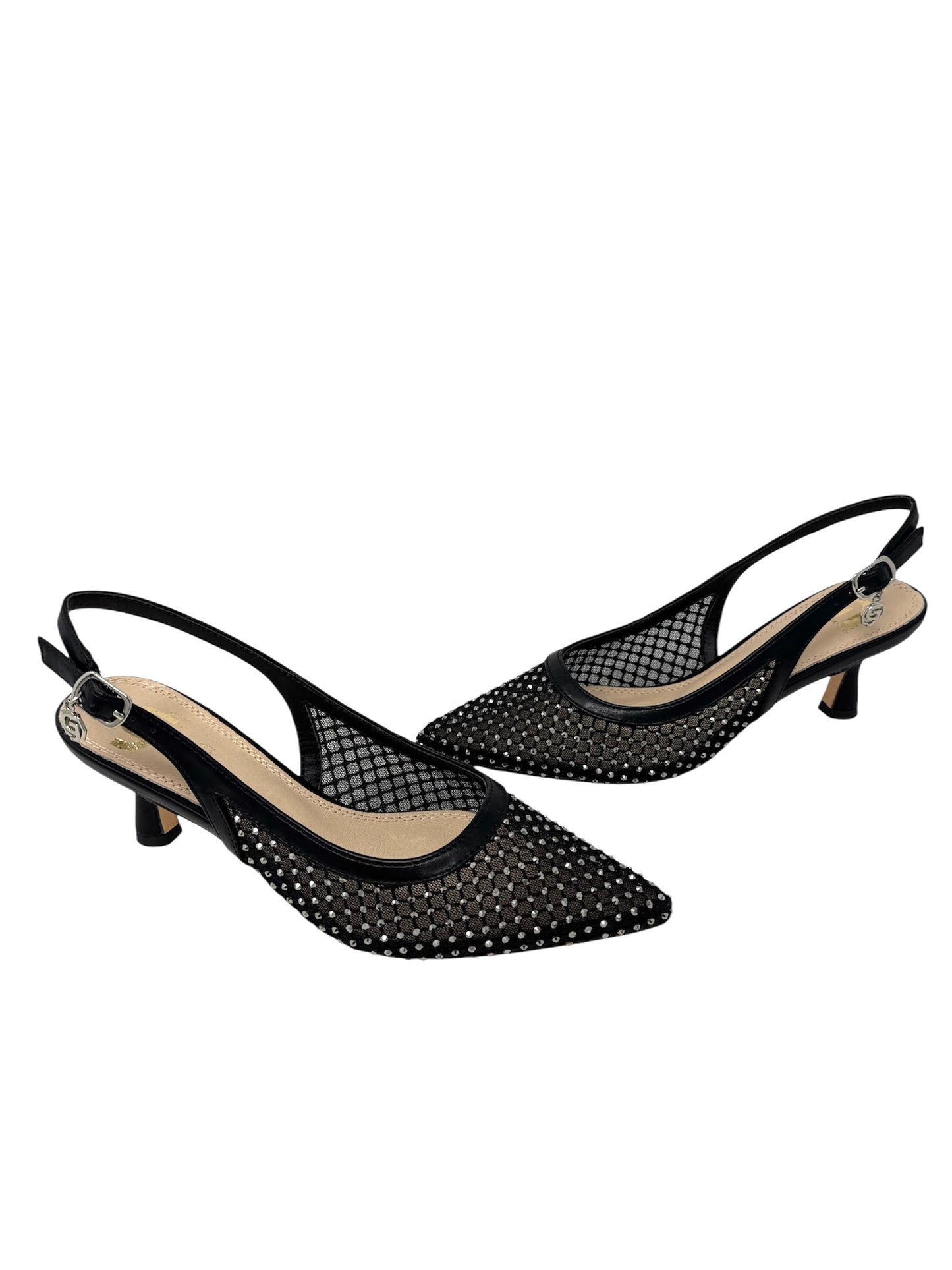 Slingback a rete con strass nero -GD196