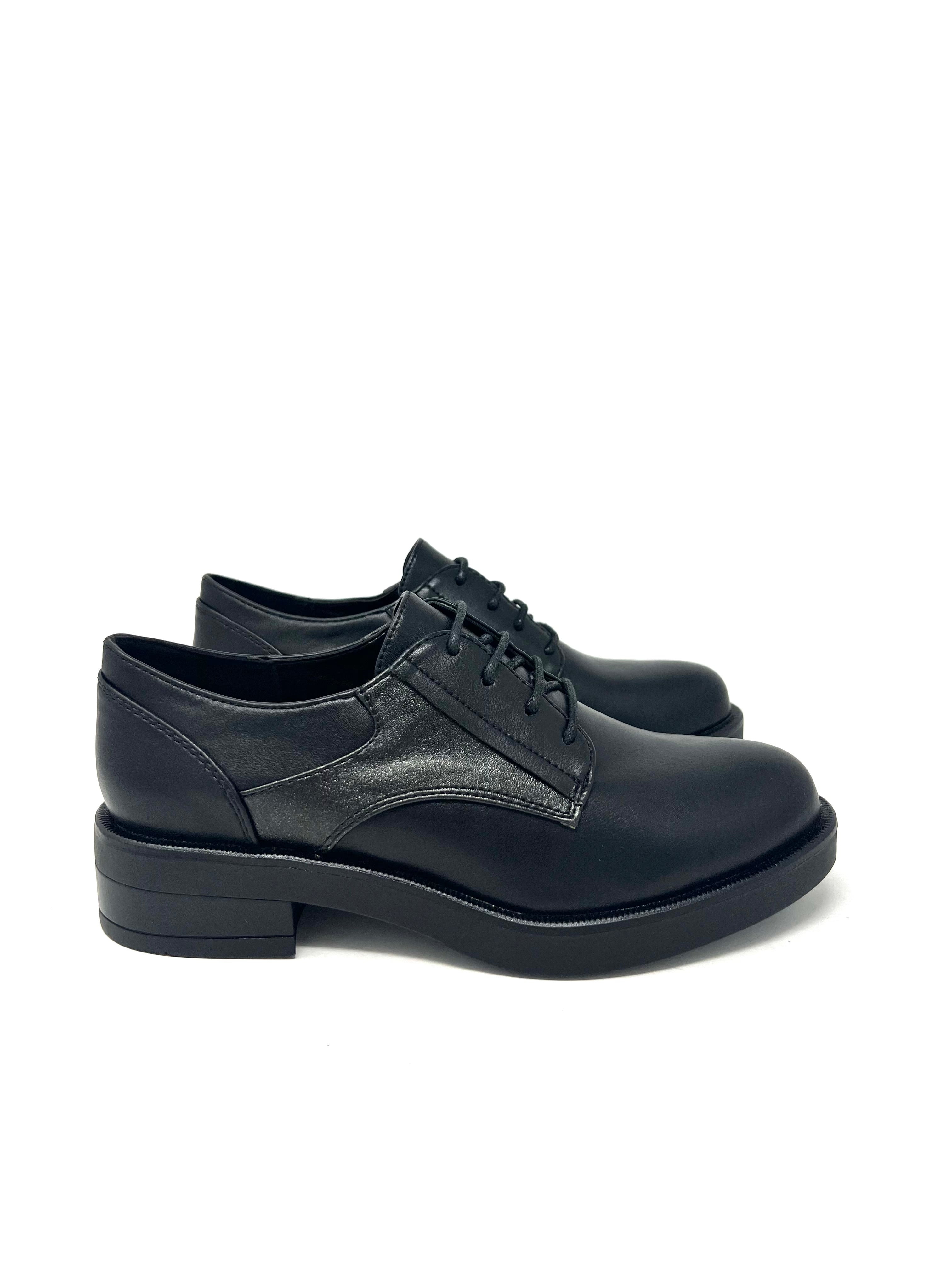 Derby riporto laterale laminato nero-EA9102N