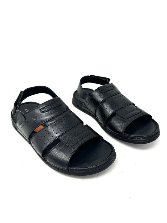 Sandalo uomo tre fasce vitello nero -36935N