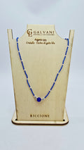Collana in argento 925 cristallo di occhi di gatto ematite blu v_403