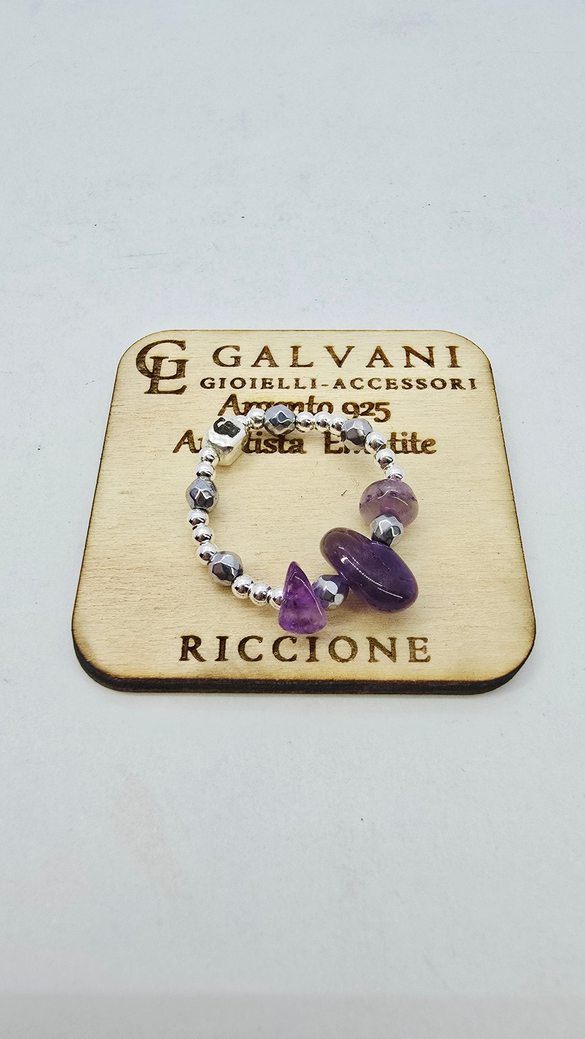 Anello argento 925 ametista e ematite v_404