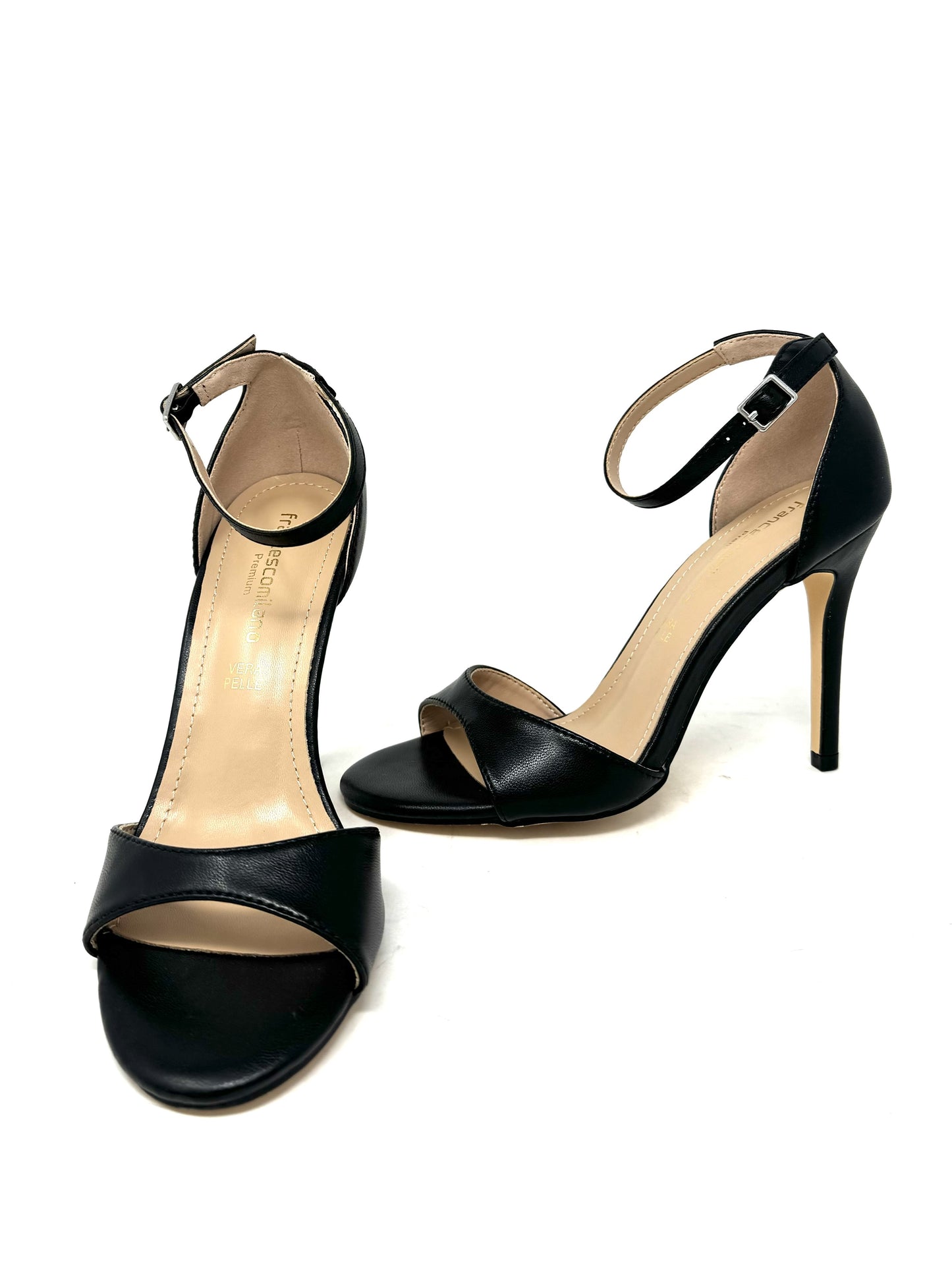 Sandalo in pelle nero t. 10 cm -C2305AN