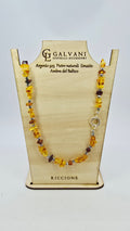Collana in argento 925con pietre naturali con ambra del baltico V_G415