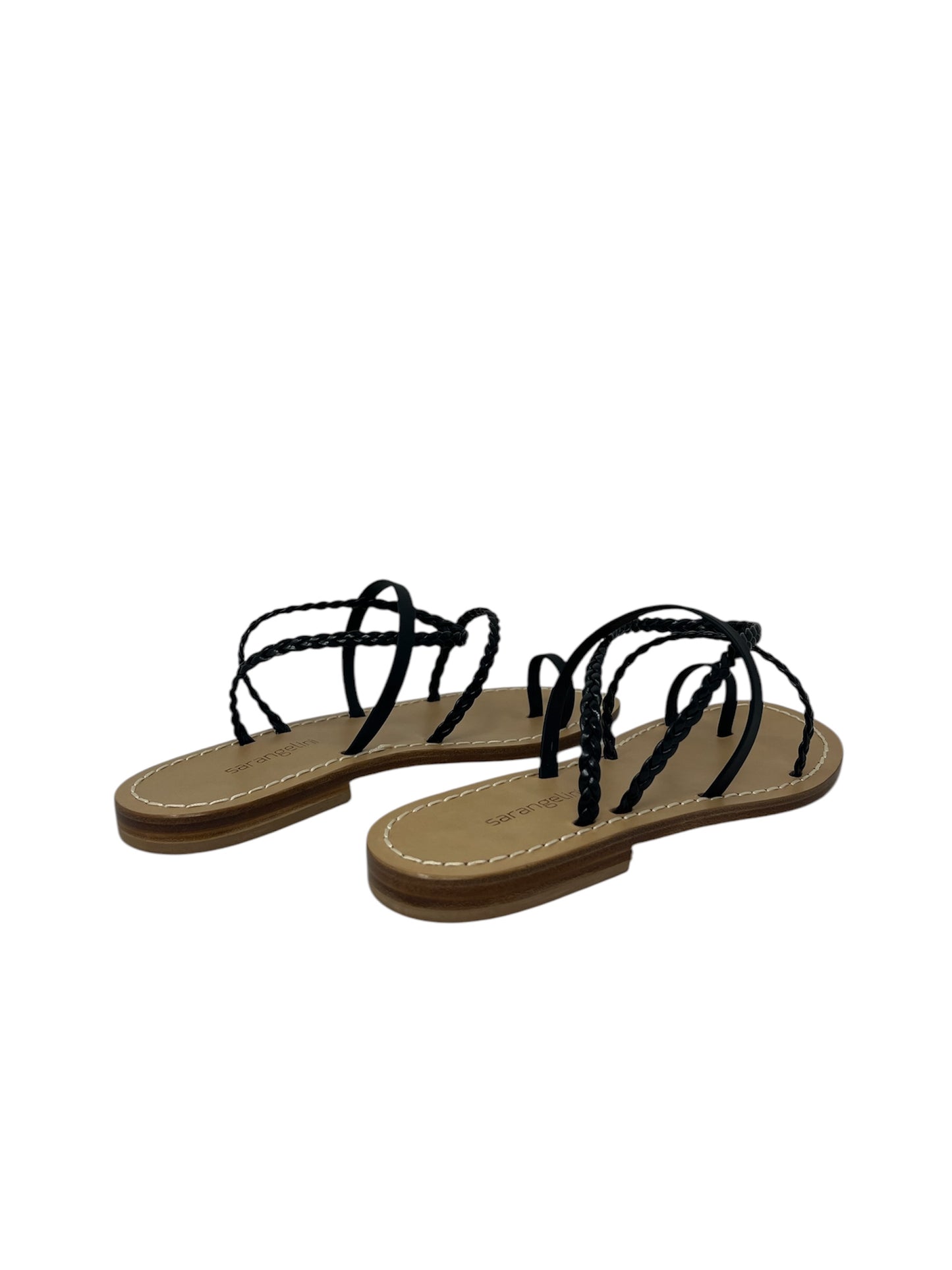Sandalo infrapollice treccia nero tacco 3cm - MS0225