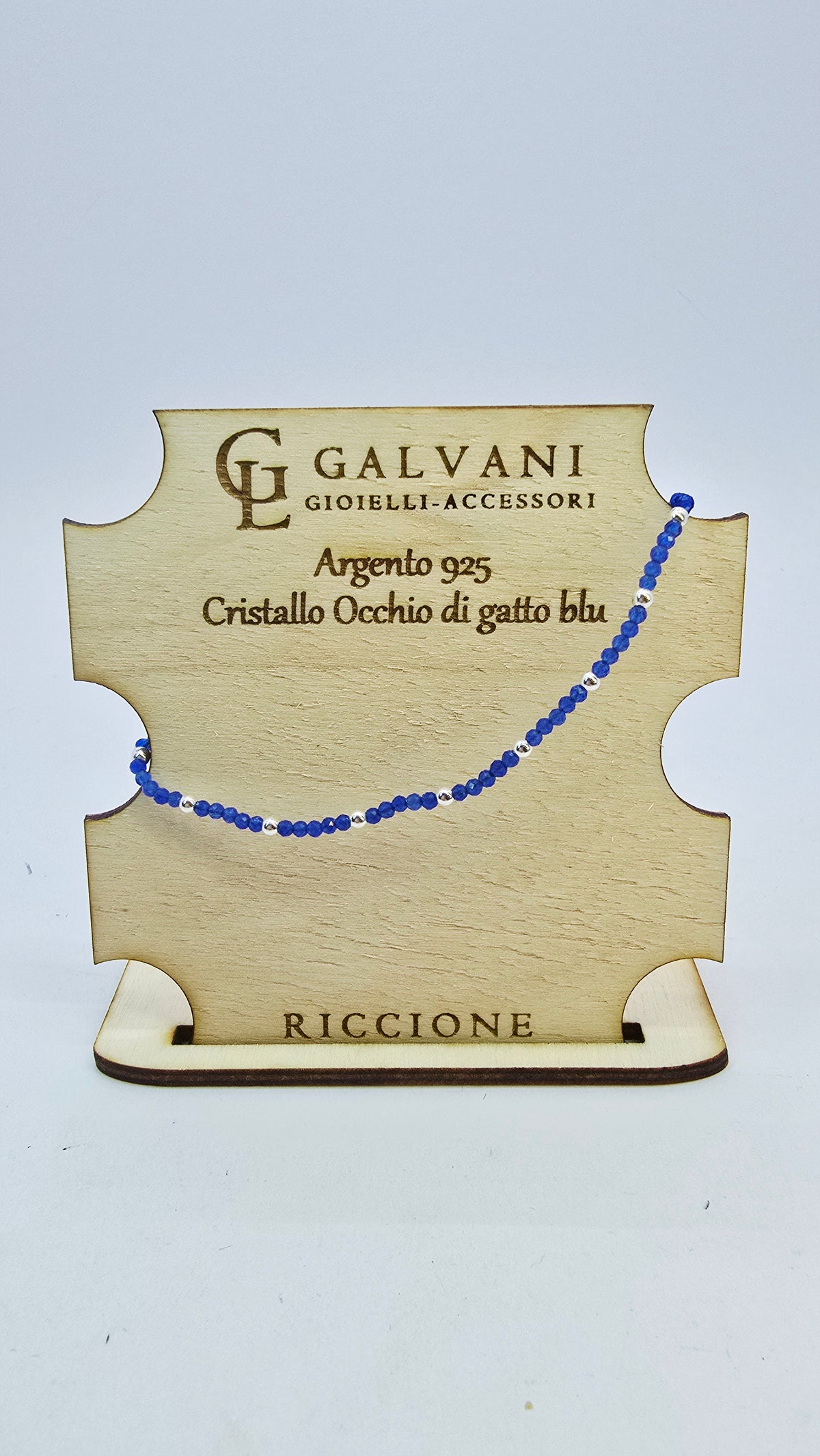 Bracciale in argento 925 cristallo occhio di gatto blu v_G466