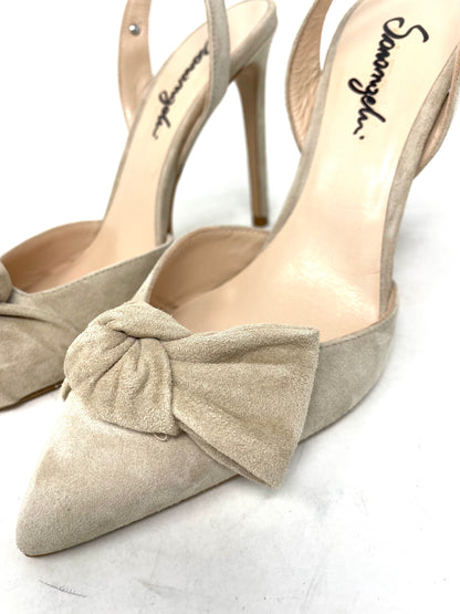 Slingback in camoscio nude fiocco frontale tacco 100mm - 695012U