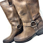 Biker boots in pelle marrone -800TM