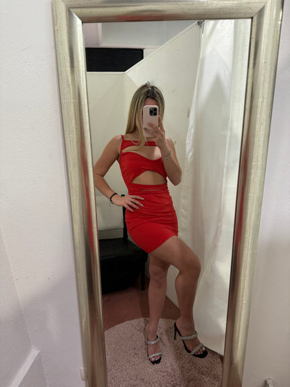 Mini abitino lycra cut-out rosso