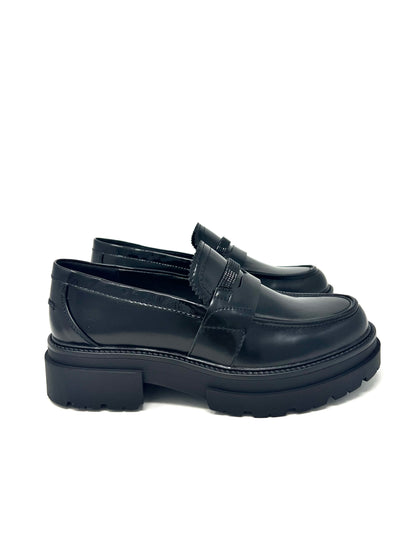 Mocassino in similpelle spazzolata con riporto strass-EC9460N