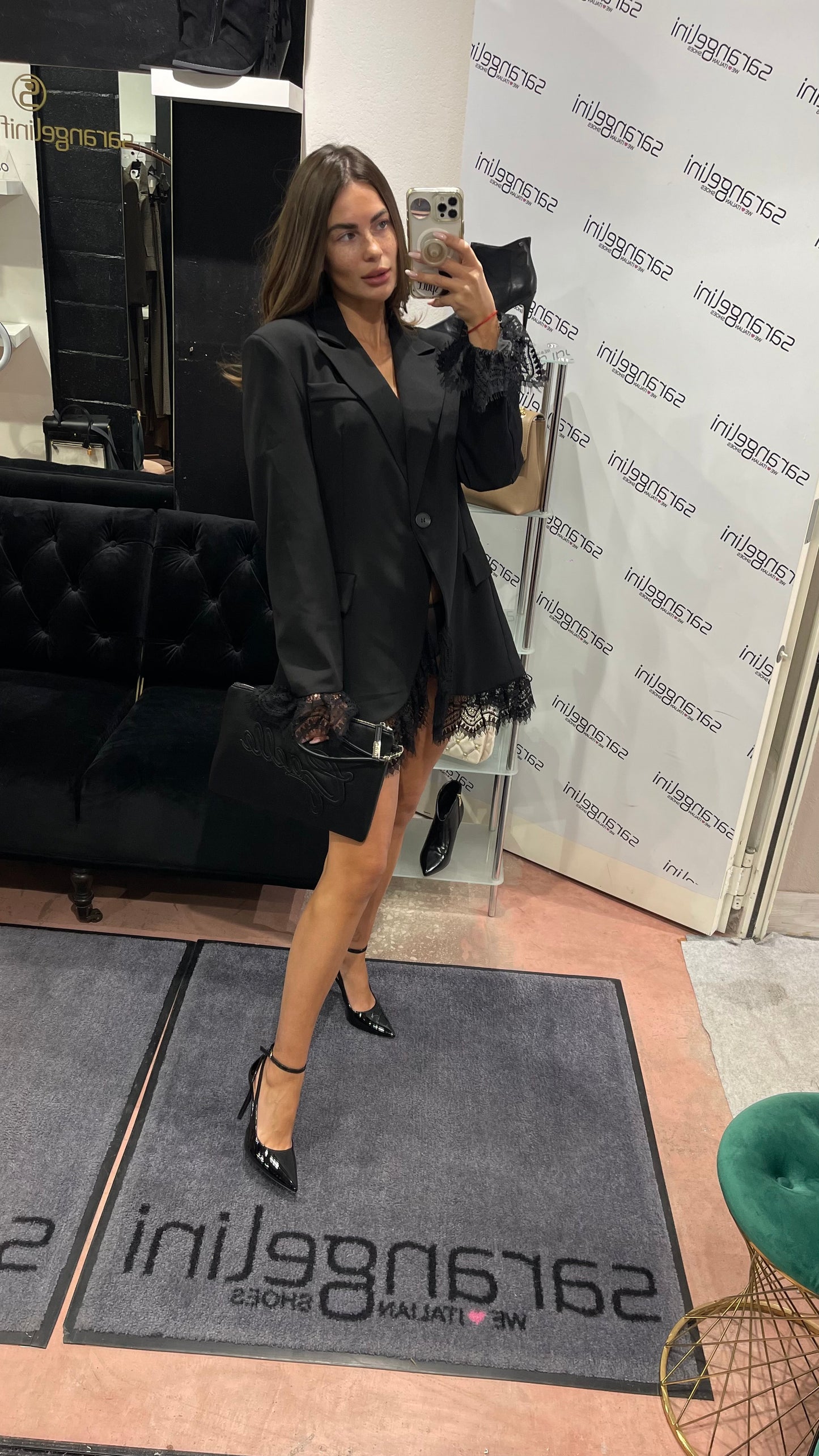 Abito giacca in pizzo nero