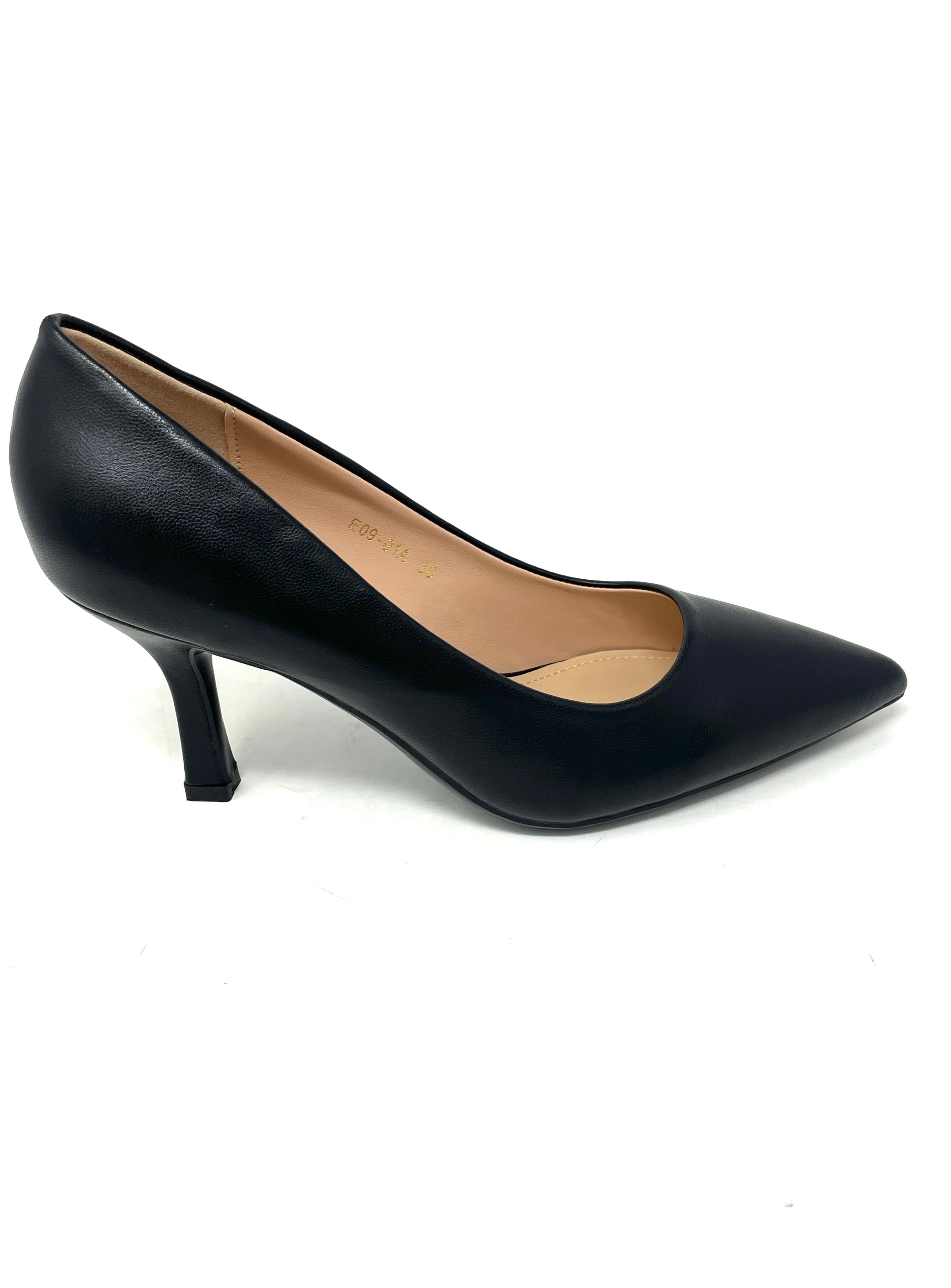 Décolleté tacco 8 pelle nero -E0901AN