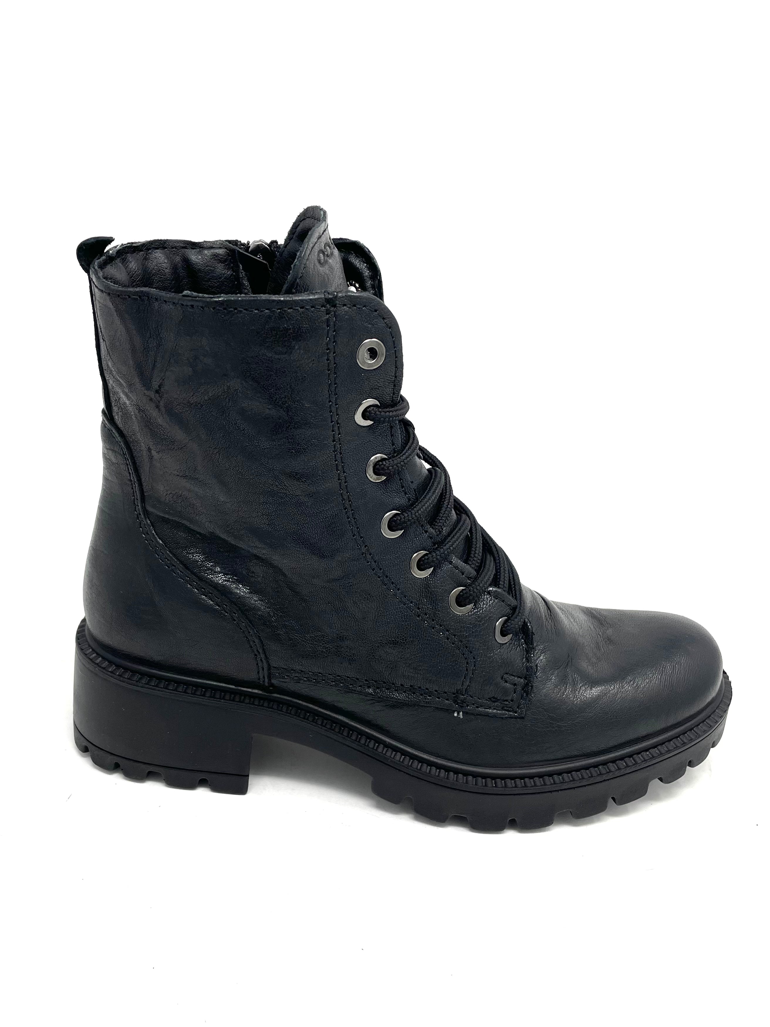 Anfibio in pelle effetto vintage nero -4663500