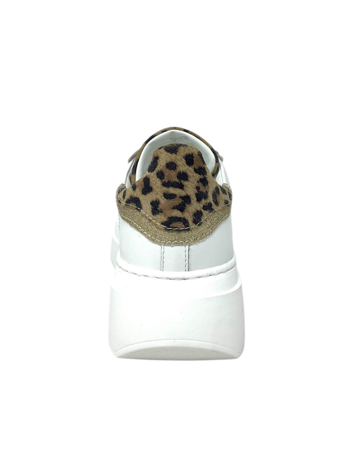 Sneakers in pelle bianca leopardato glitter oro - 608ACCL