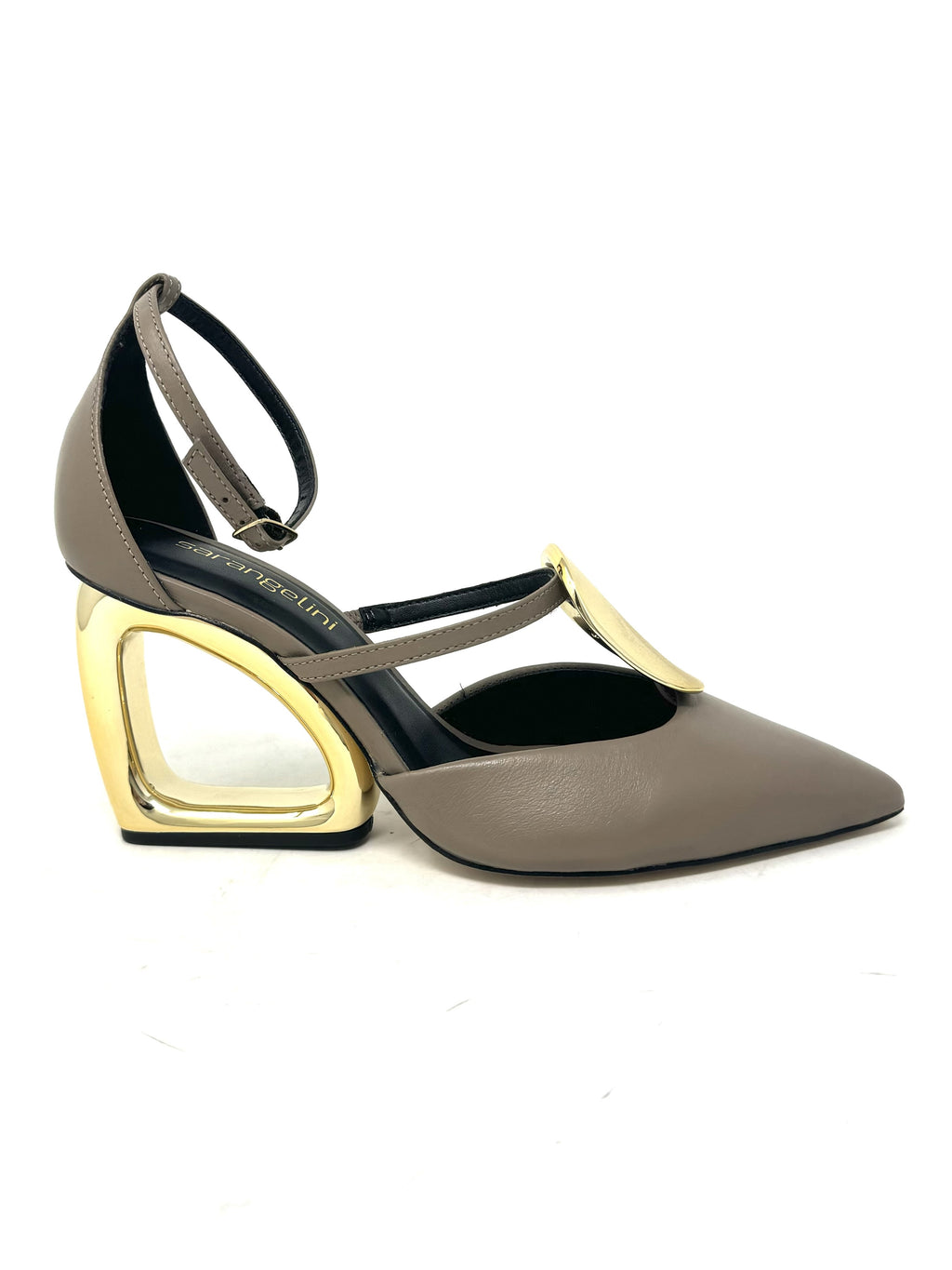 Decolletè veneto grigio tacco design oro -2450A