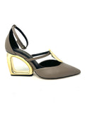 Decolletè veneto grigio tacco design oro -2450A