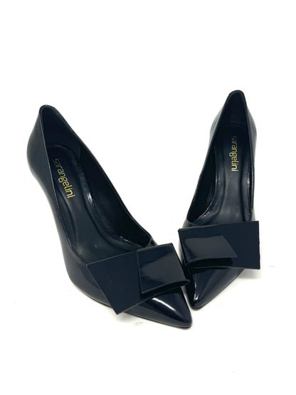 Decolletè in vernice nera tacco 9 cm fiocco -2439H