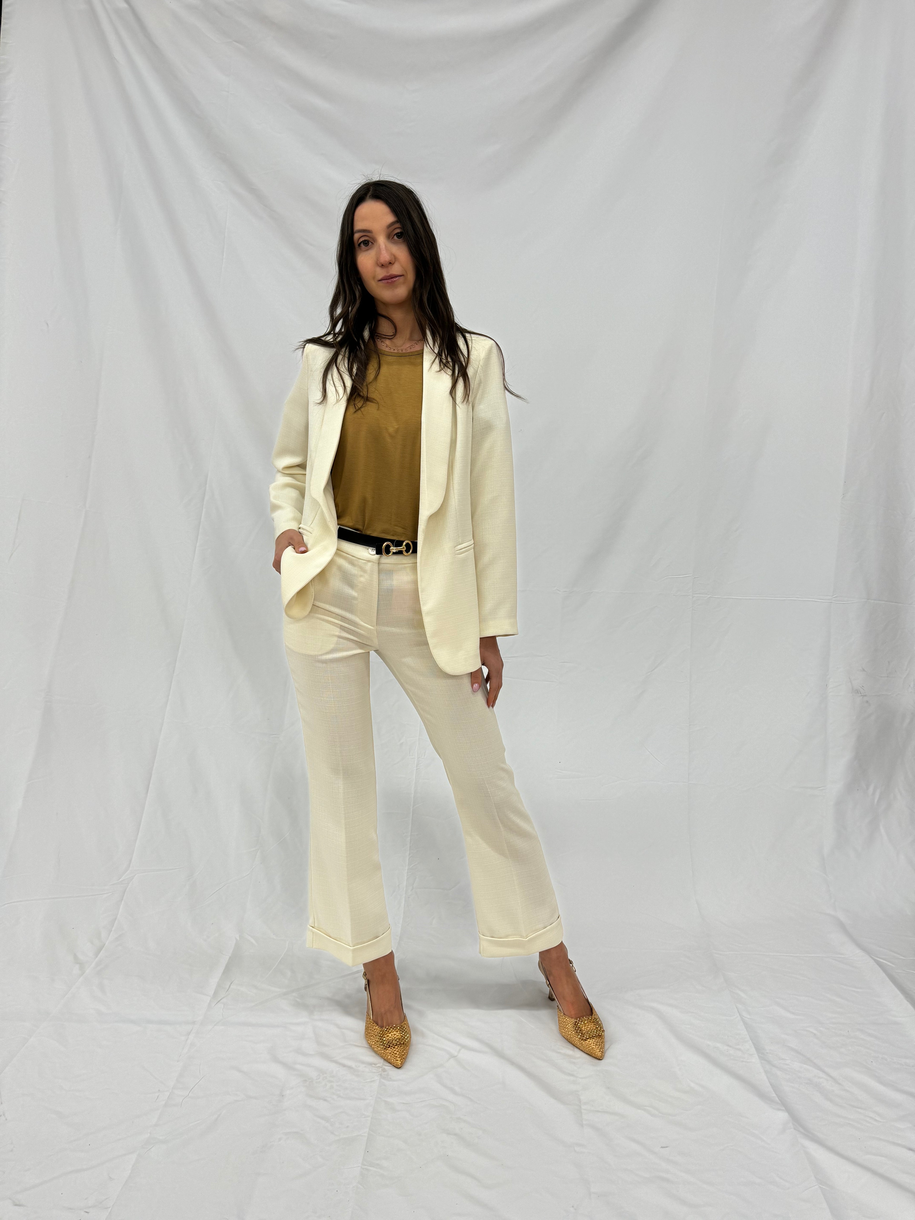 Pantalone effetto lino -P38471